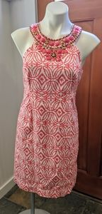 Pink Coral halter beaded sundress INC size 8
